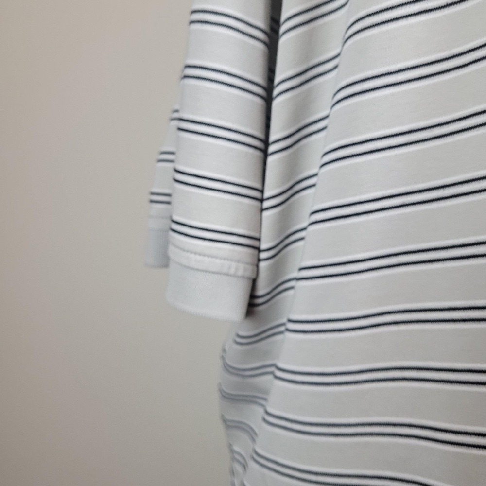 Vintage 90s Hathaway Polo Shirt Mens XXL grey Pima Cotton stripes 3 three button - Picture 7 of 16